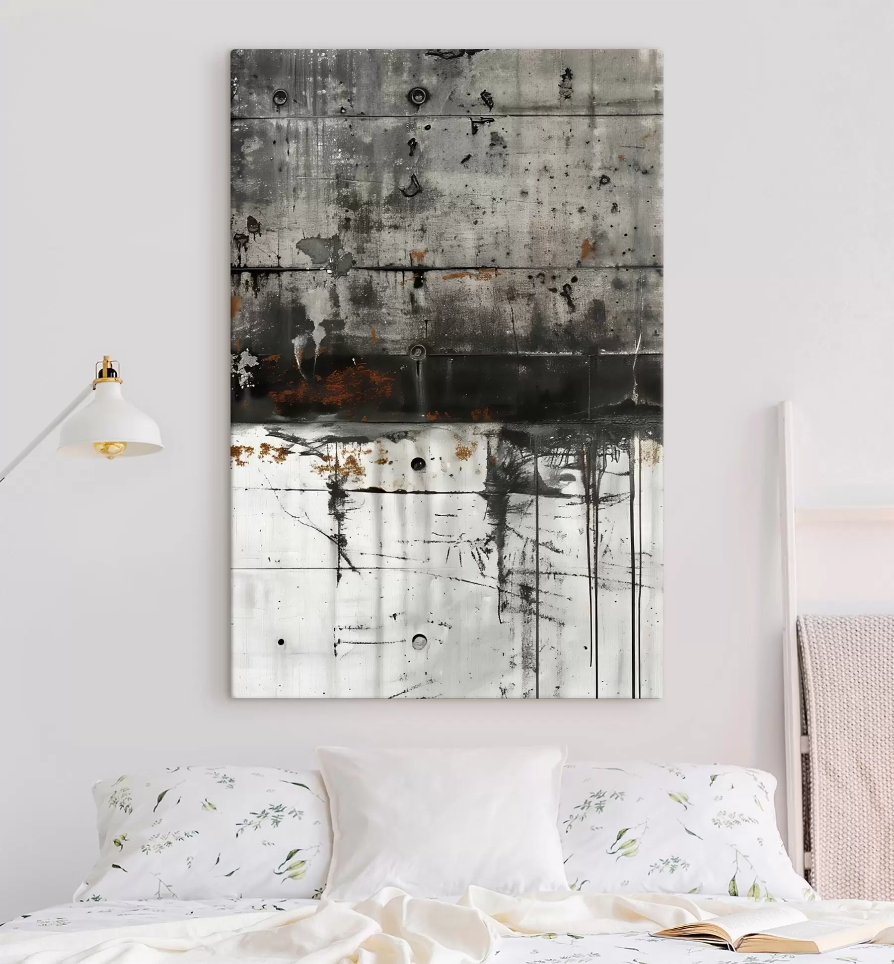 Tableau Éclaboussures de peinture sur un mur en béton, imitation aquarelle s47633