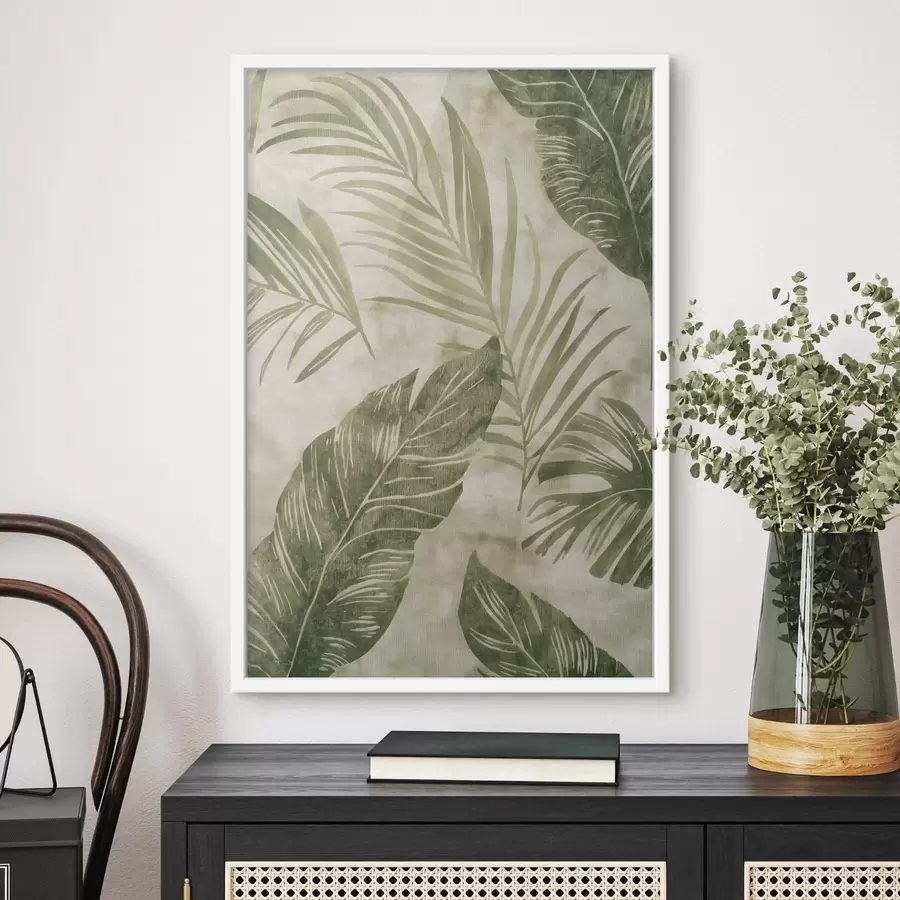 Papier peint Feuilles tropicales, imitation d'un fond vieilli f47631