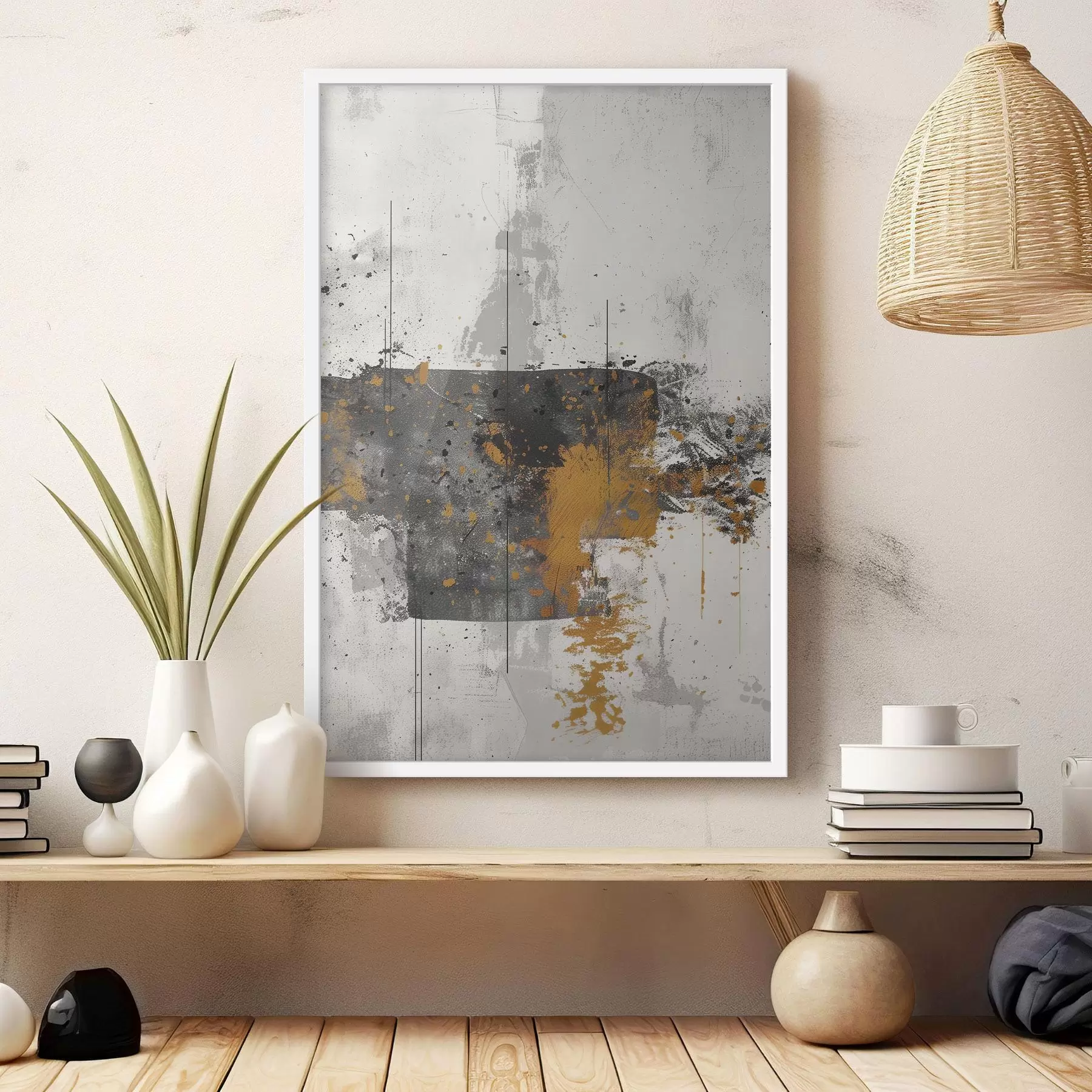 Papier peint Abstrait, éclaboussures, imitation de peinture sur fond béton f47637