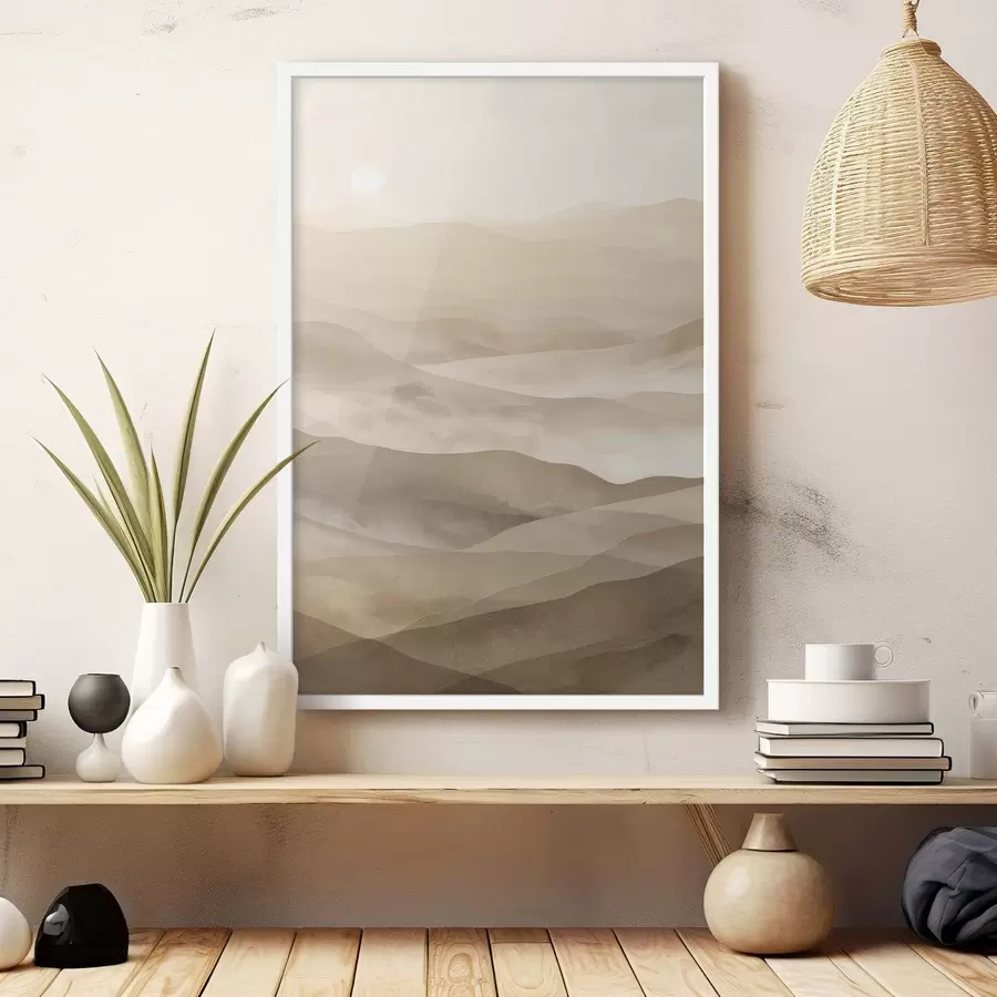 Papier peint Montagnes aux tons clairs, imitation aquarelle f47638
