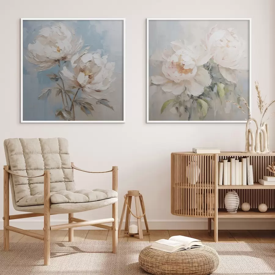 Papier peint Peinture imitation pivoines d00665