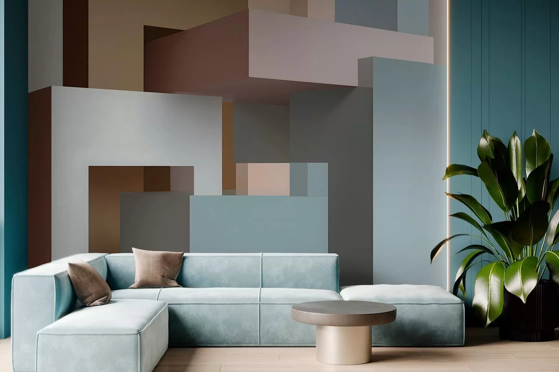 Papier peint géométrie abstraite en style 3D w05065