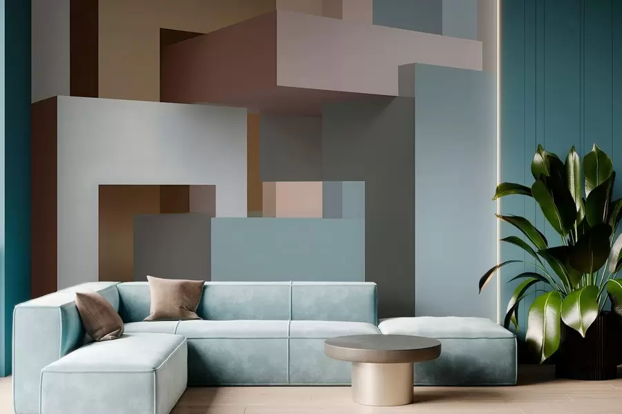 Papier peint géométrie abstraite en style 3D w05065