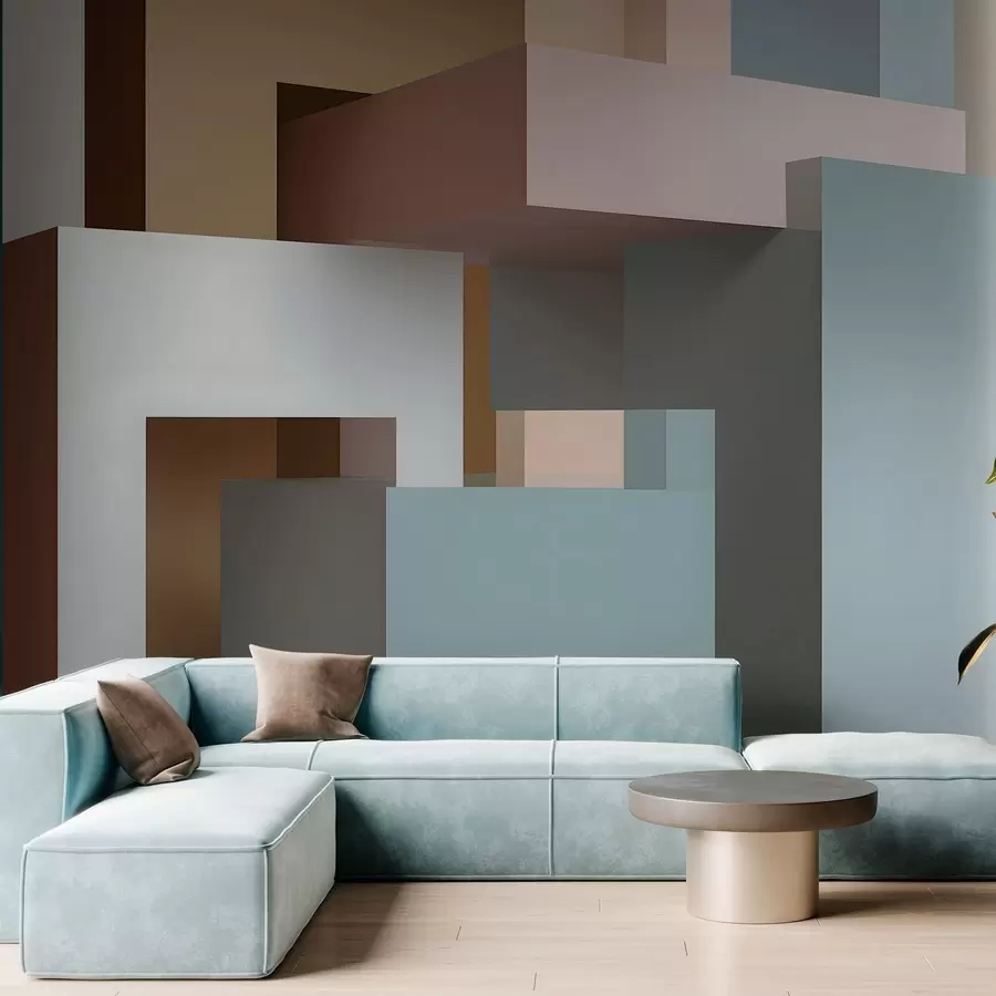 Papier peint géométrie abstraite en style 3D w05065