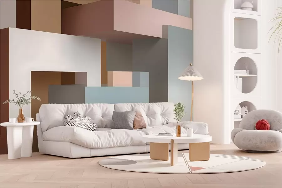 Papier peint géométrie abstraite en style 3D w05065