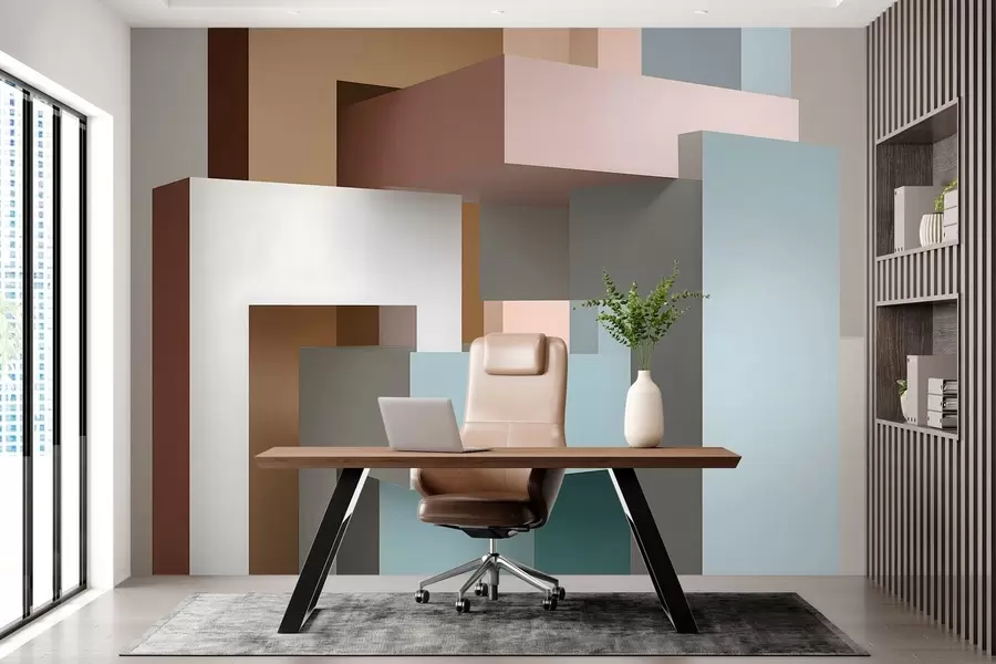 Papier peint géométrie abstraite en style 3D w05065