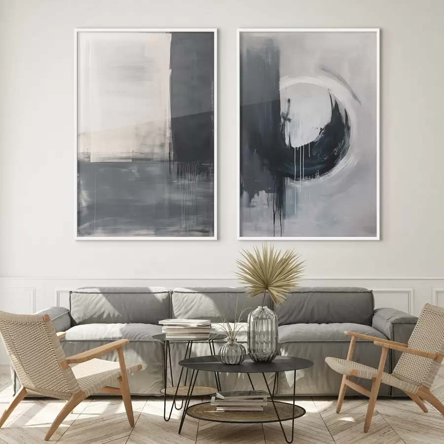 Papier peint Composition abstraite dans les tons noir et blanc d01217