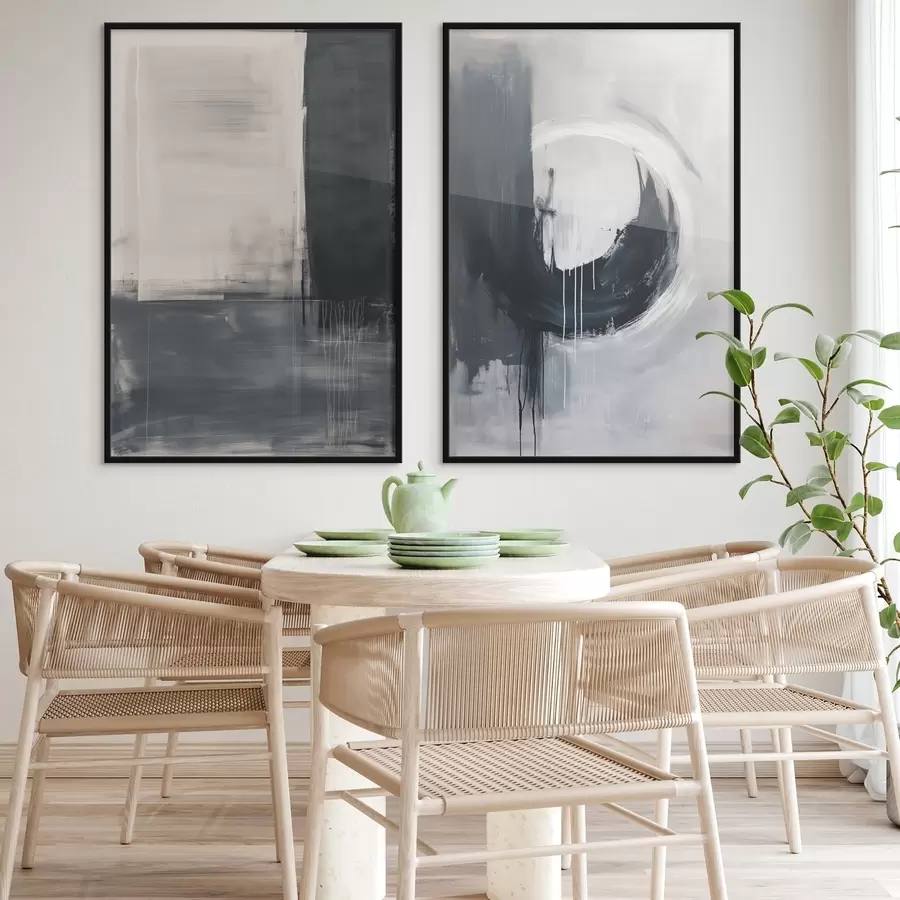 Papier peint Composition abstraite dans les tons noir et blanc d01217