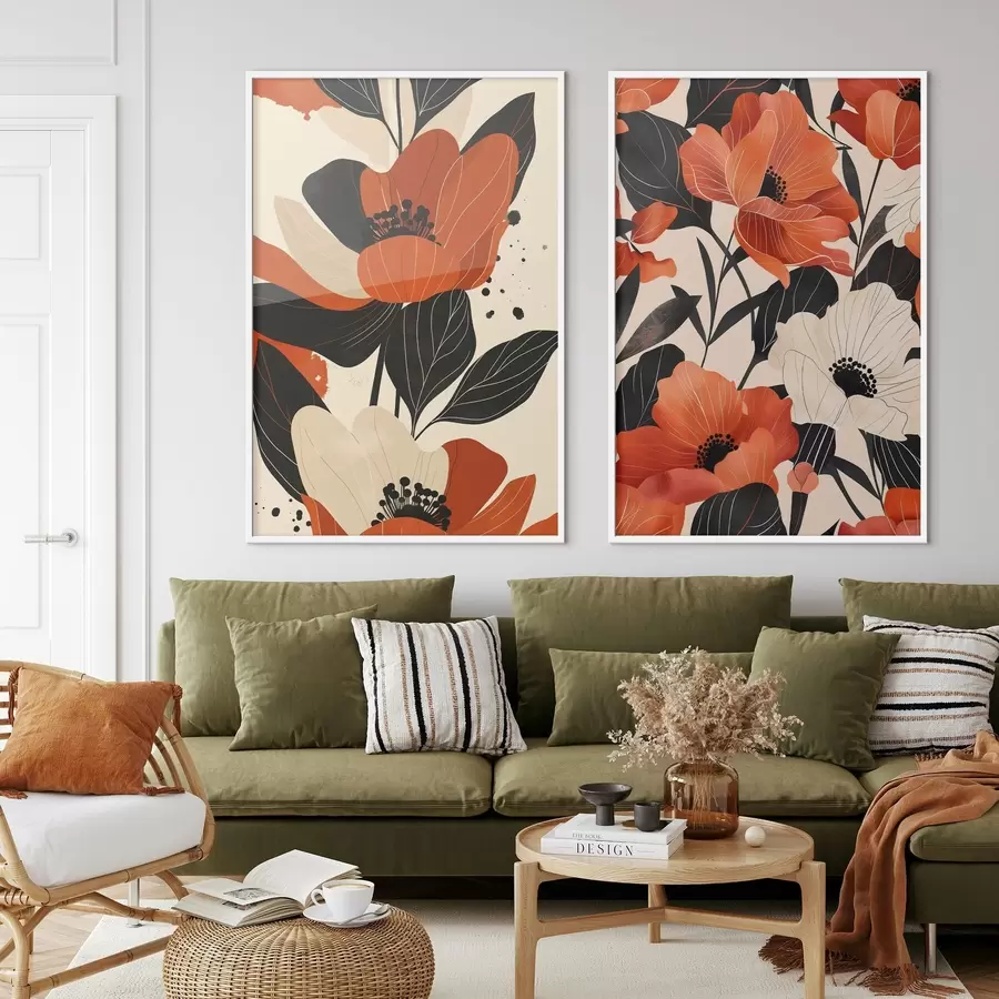 Papier peint Composition florale aux tons chauds d01228