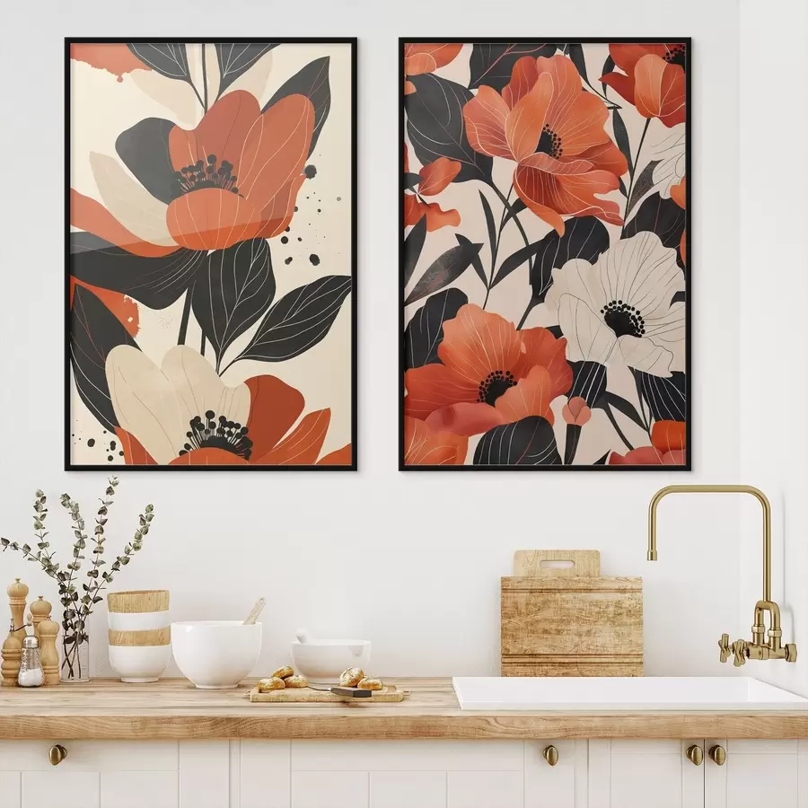 Papier peint Composition florale aux tons chauds d01228