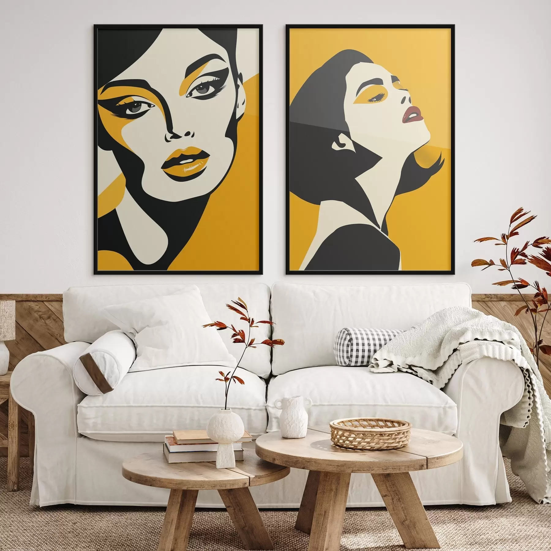 Papier peint Portrait féminin dans les tons jaunes d01229