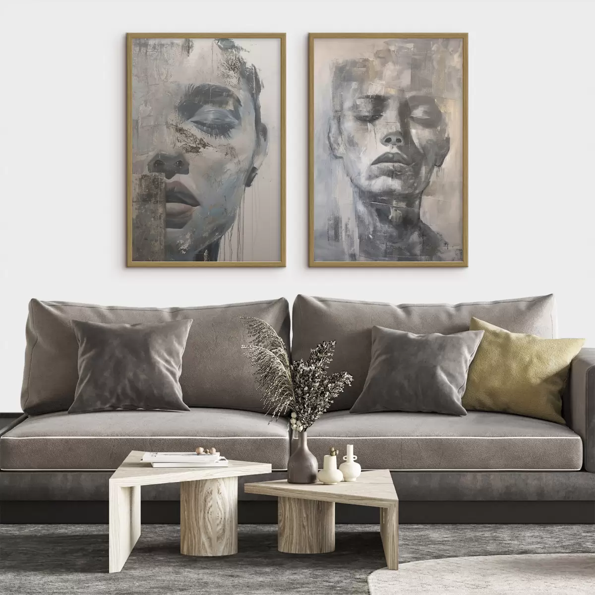 Poster Portrait féminin abstrait contemporain d01232