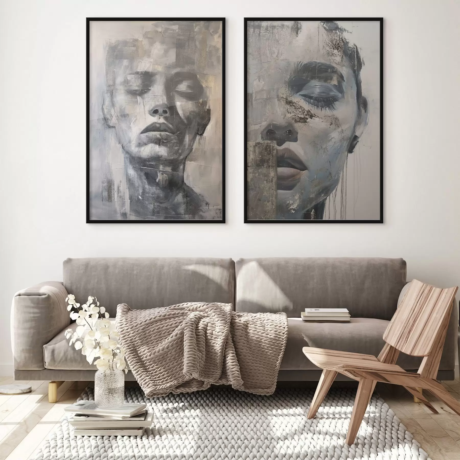 Papier peint Portrait féminin abstrait contemporain d01232