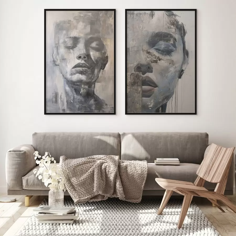 Papier peint Portrait féminin abstrait contemporain d01232