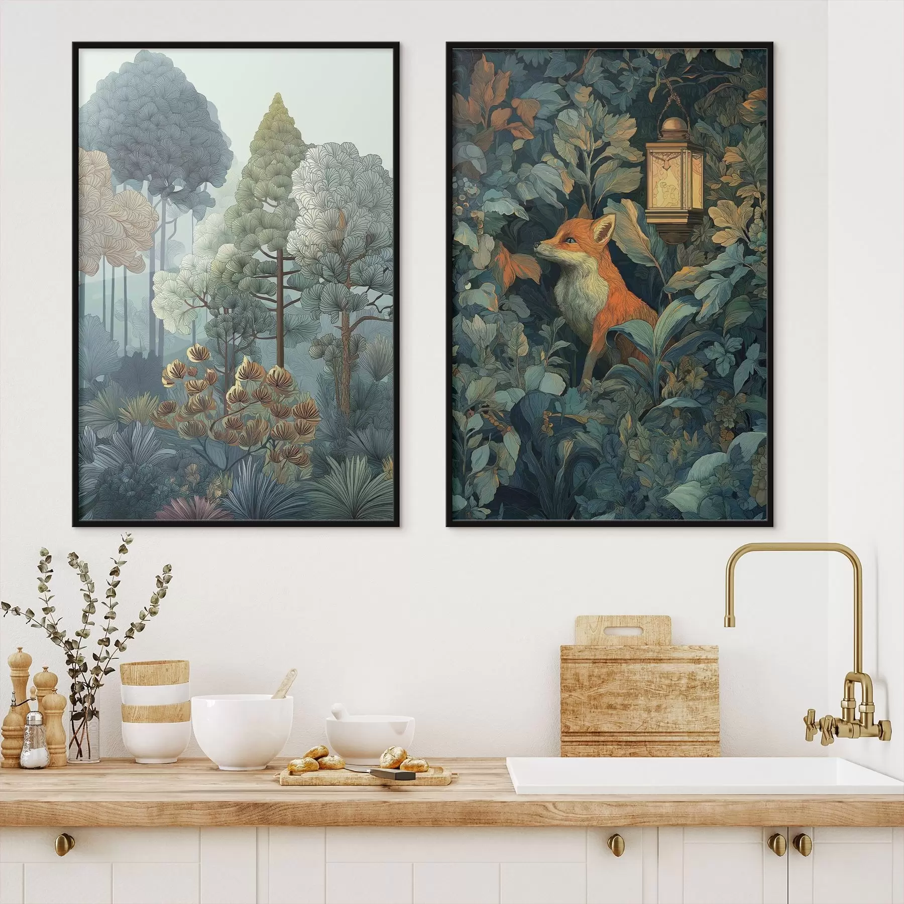 Papier peint Un renard mignon dans une forêt enchantée d01248