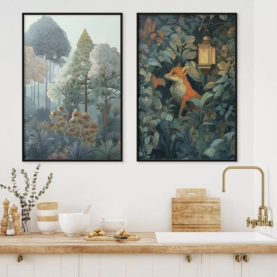 Papier peint Un renard mignon dans une forêt enchantée d01248