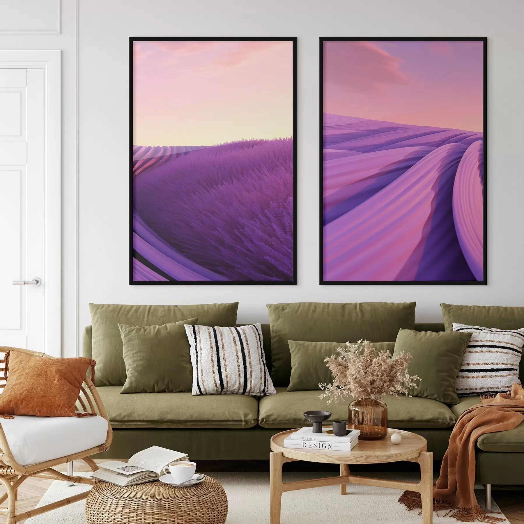 Papier peint Champ de lavande, abstrait d01250