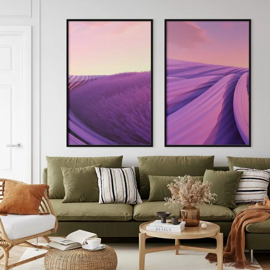 Papier peint Champ de lavande, abstrait d01250