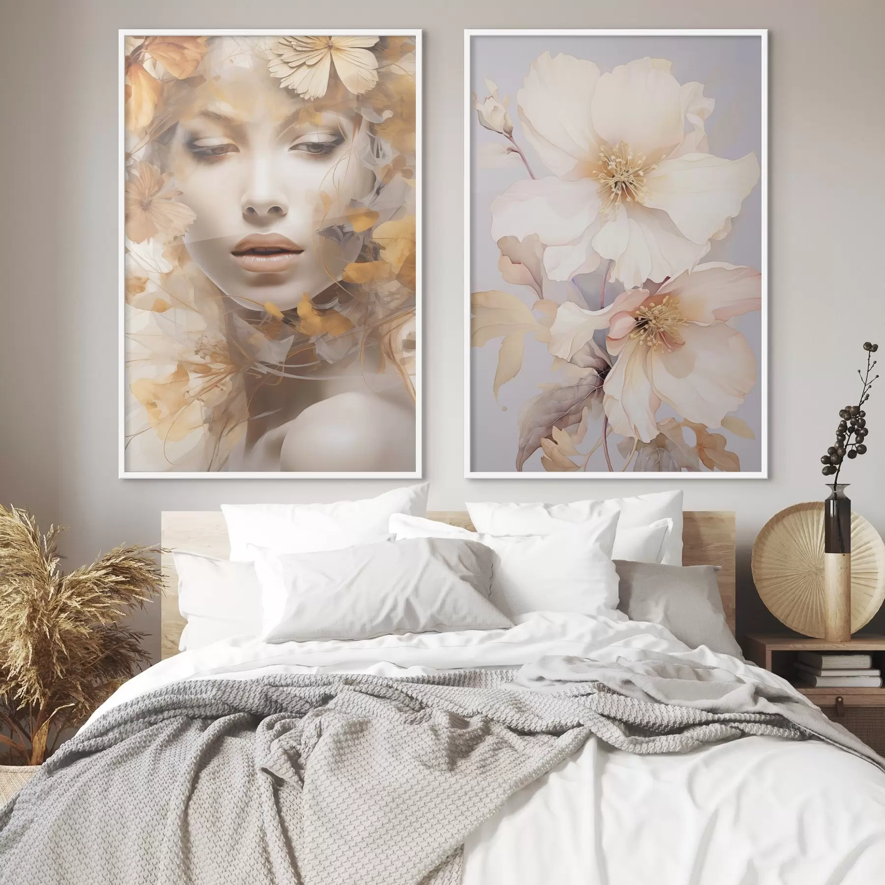 Papier peint Fille et fleurs délicates d01251