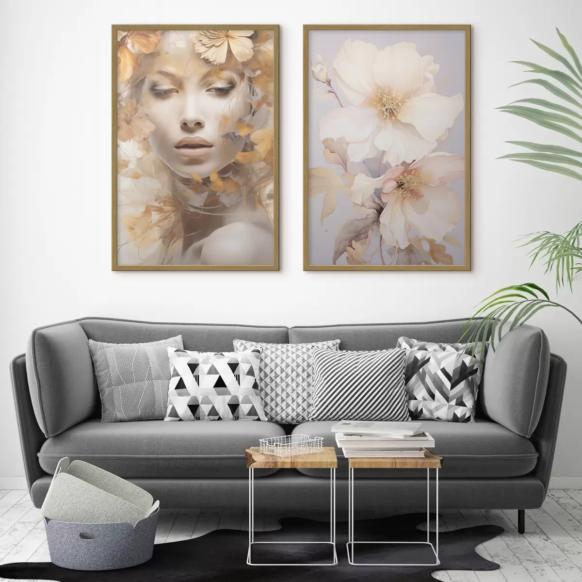 Poster Fille et fleurs délicates d01251
