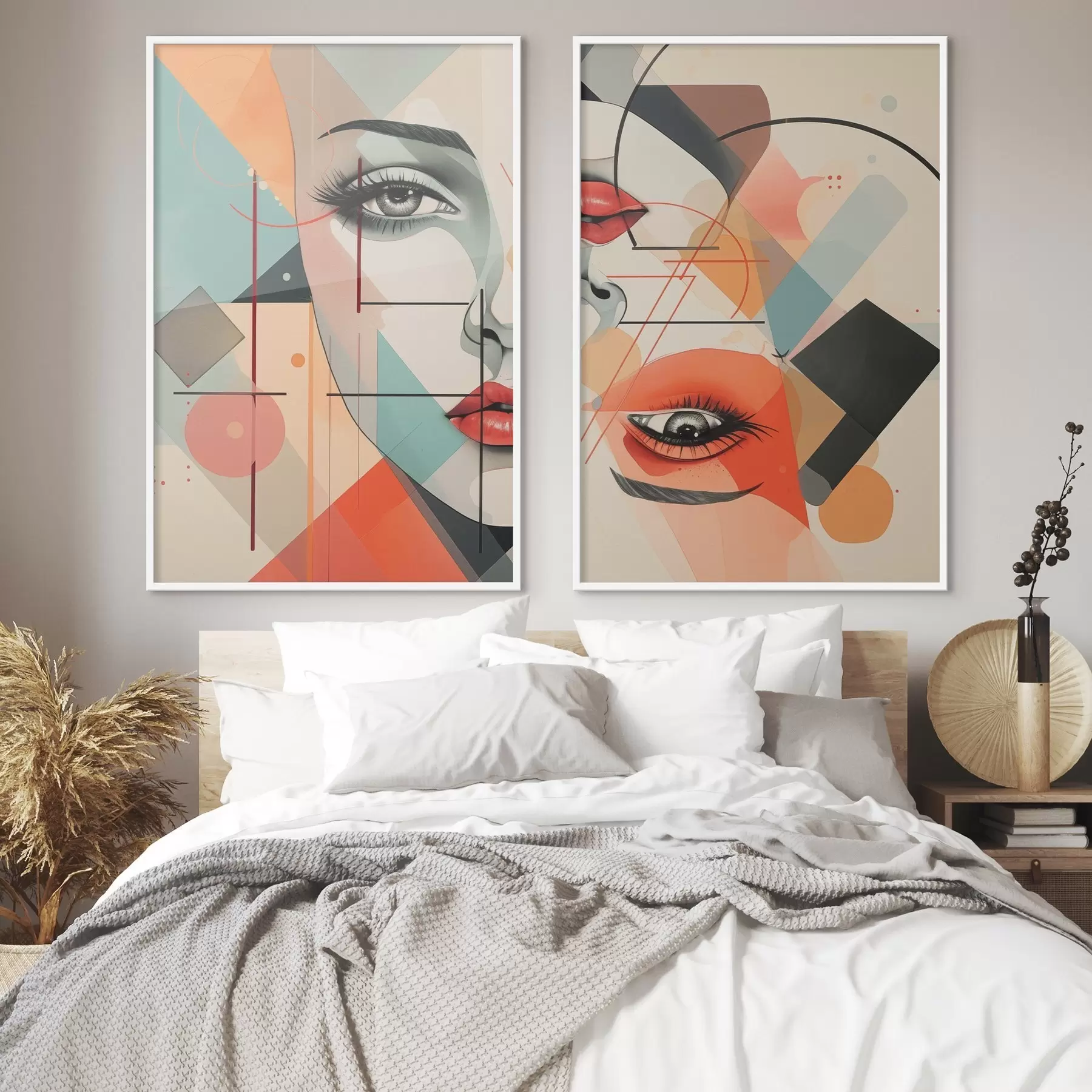 Papier peint Visage et formes géométriques d01253