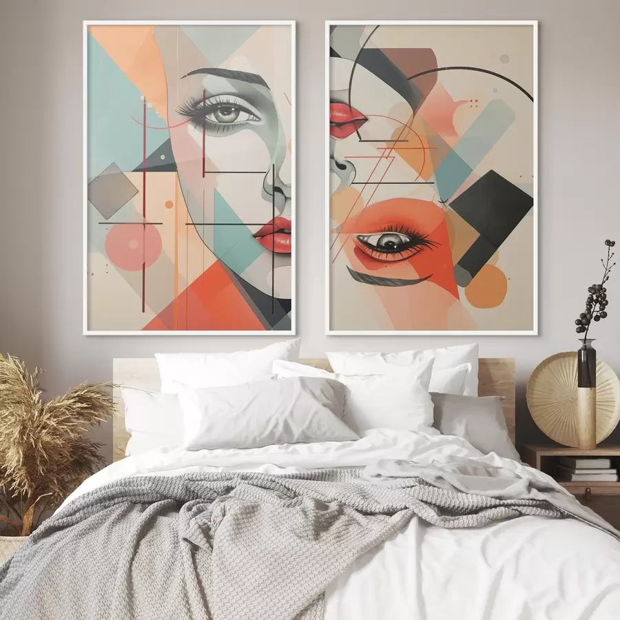 Papier peint Visage et formes géométriques d01253