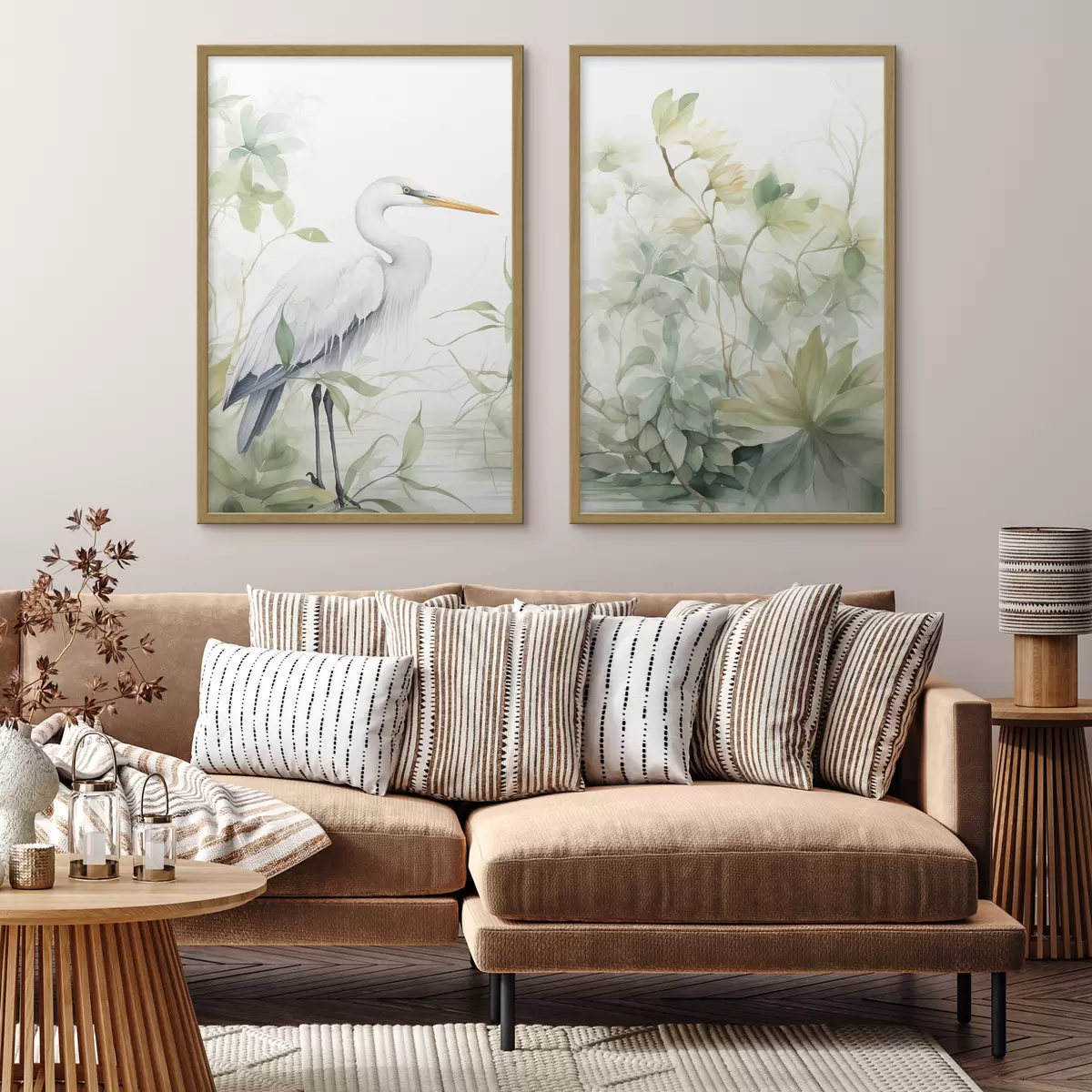 Poster Cigogne parmi les plantes d01256