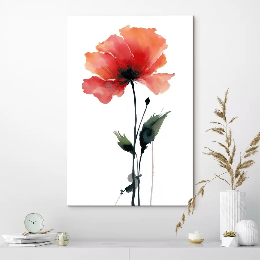 Tableau Coquelicot aquarellé dans une palette apaisante avec des transitions de couleurs douces s47087