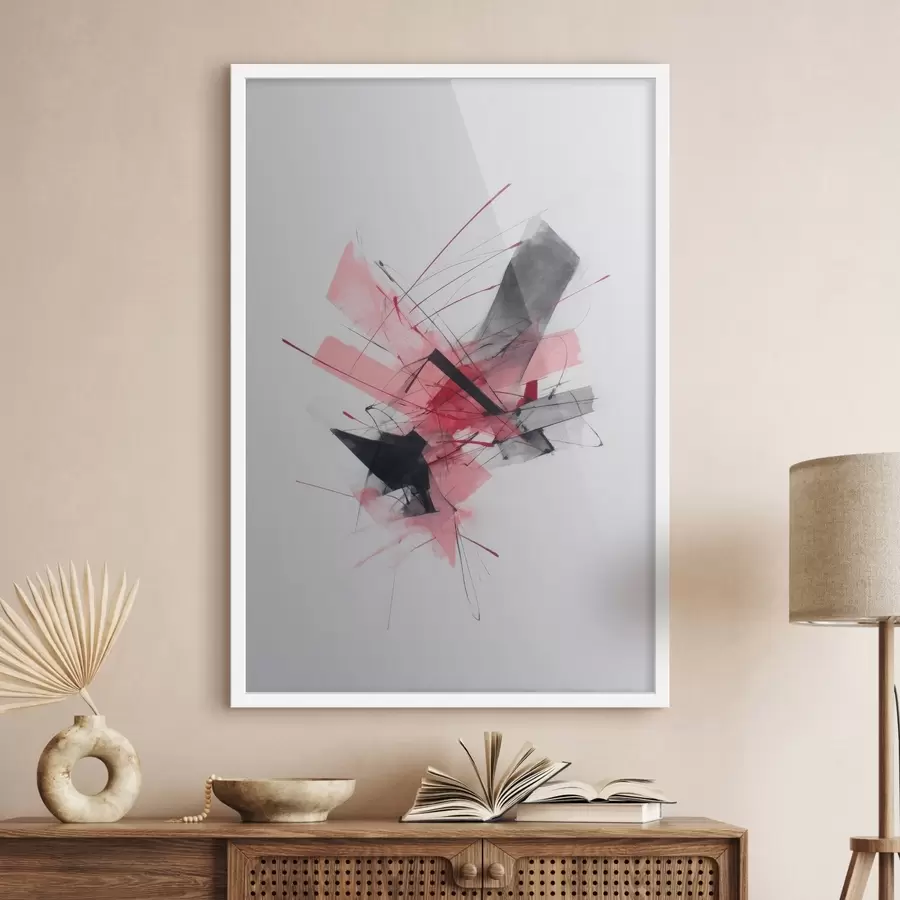 Papier peint Résumé avec éléments géométriques roses et noirs f46950