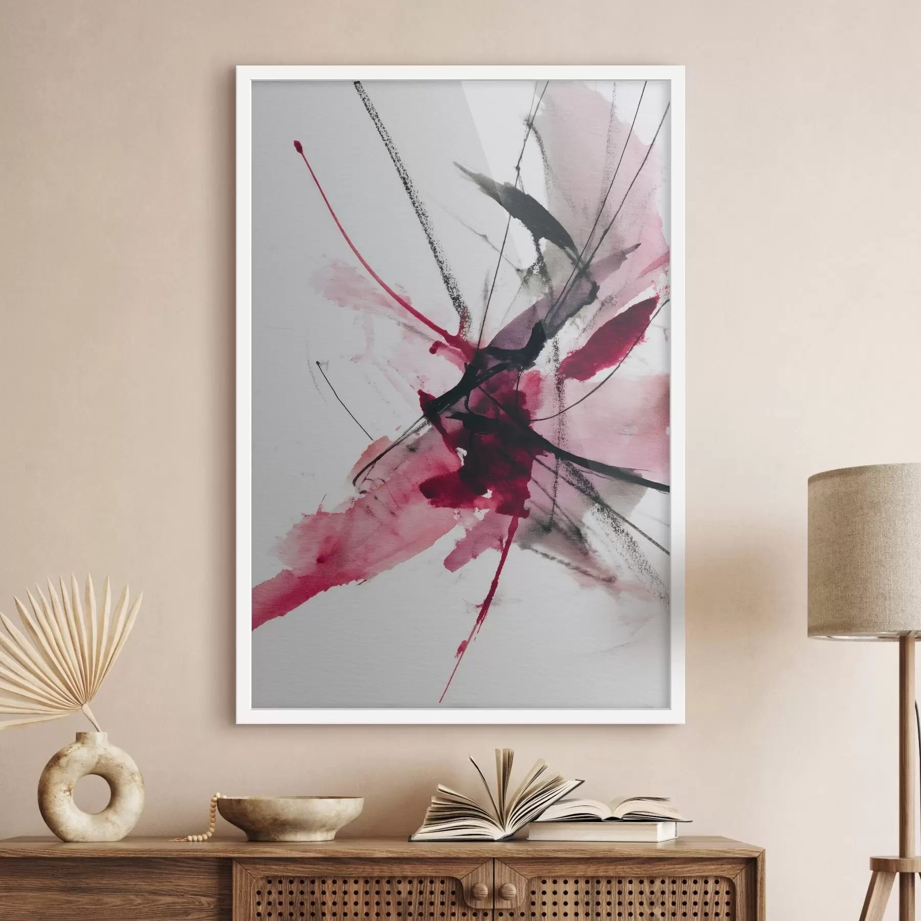 Papier peint Composition moderne de lignes et de taches dans un style aquarelle f46951