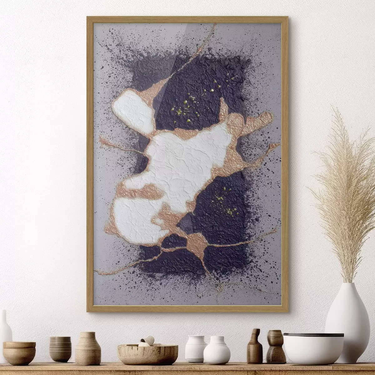 Poster Résumé dans les tons violet et beige avec un effet de texture volumétrique f46952