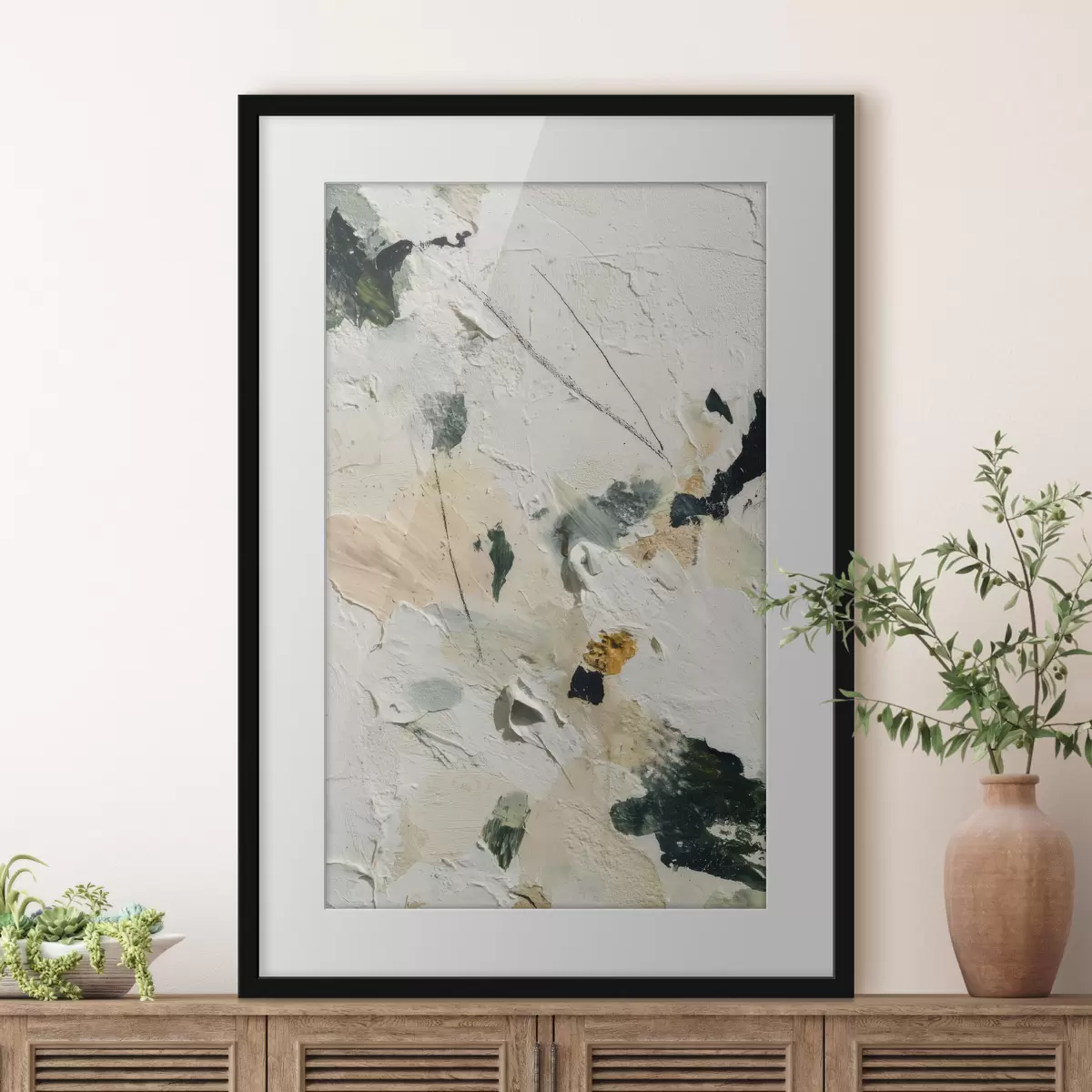 Poster Scène expressive avec une texture multicouche et une palette pastel dans un style peinture à l'huile f46961