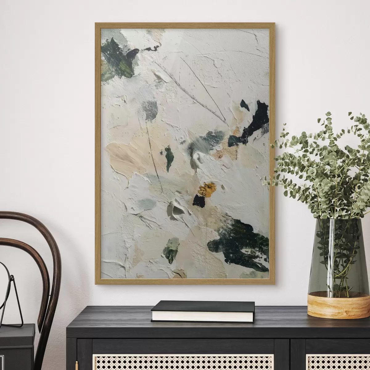 Poster Scène expressive avec une texture multicouche et une palette pastel dans un style peinture à l'huile f46961