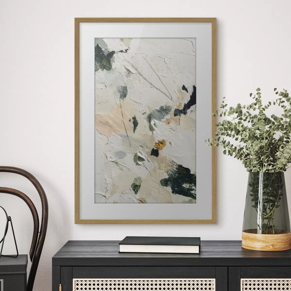 Poster Scène expressive avec une texture multicouche et une palette pastel dans un style peinture à l'huile f46961