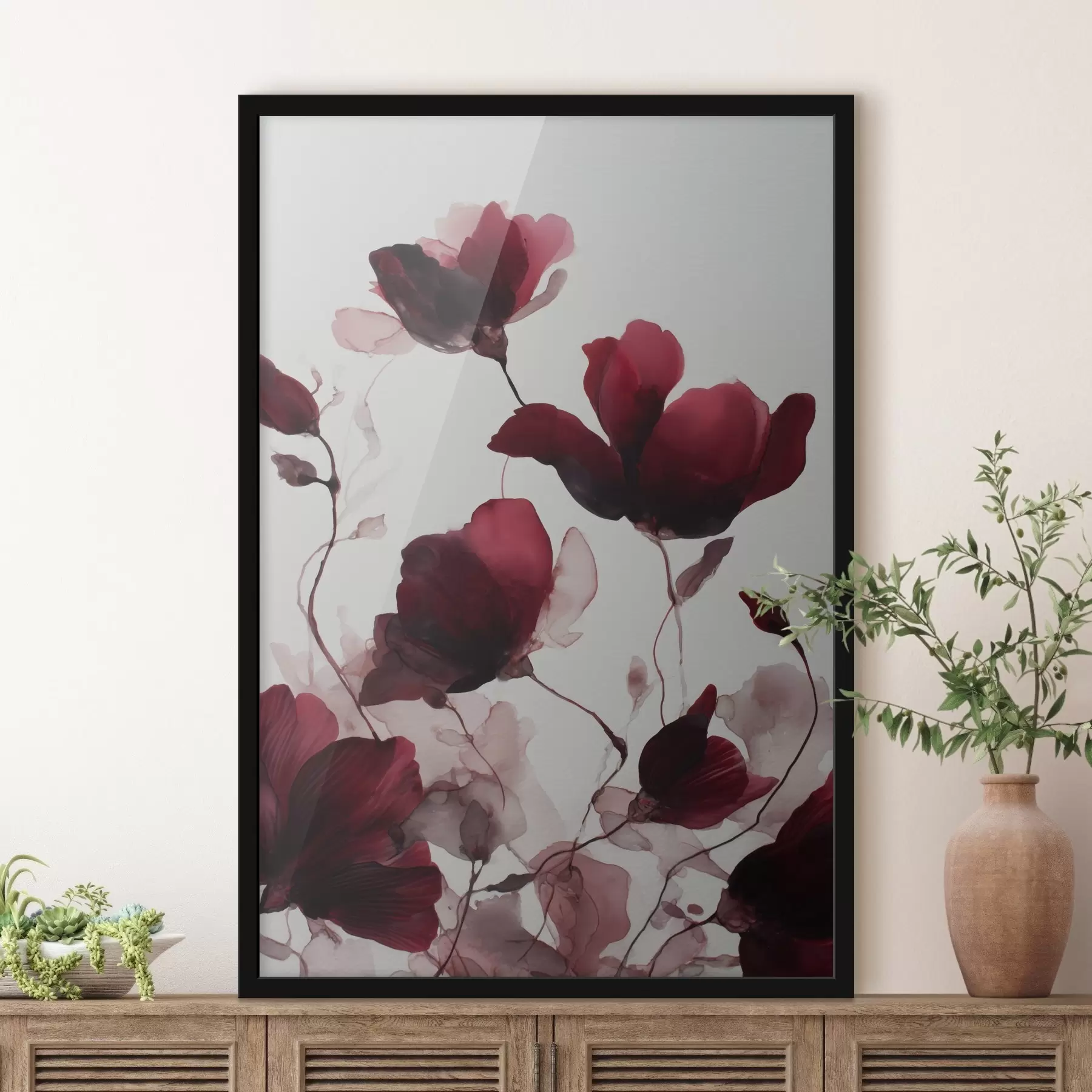 Papier peint Coquelicots délicats avec un effet flou dans un style aquarelle harmonieux f46962