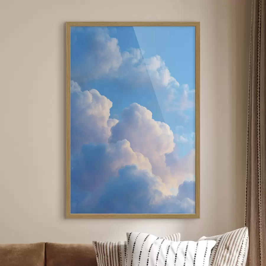 Papier peint Des nuages volumineux dans une palette de couleurs douces bleues et roses, dans un style graphique numérique photoréaliste. f47088