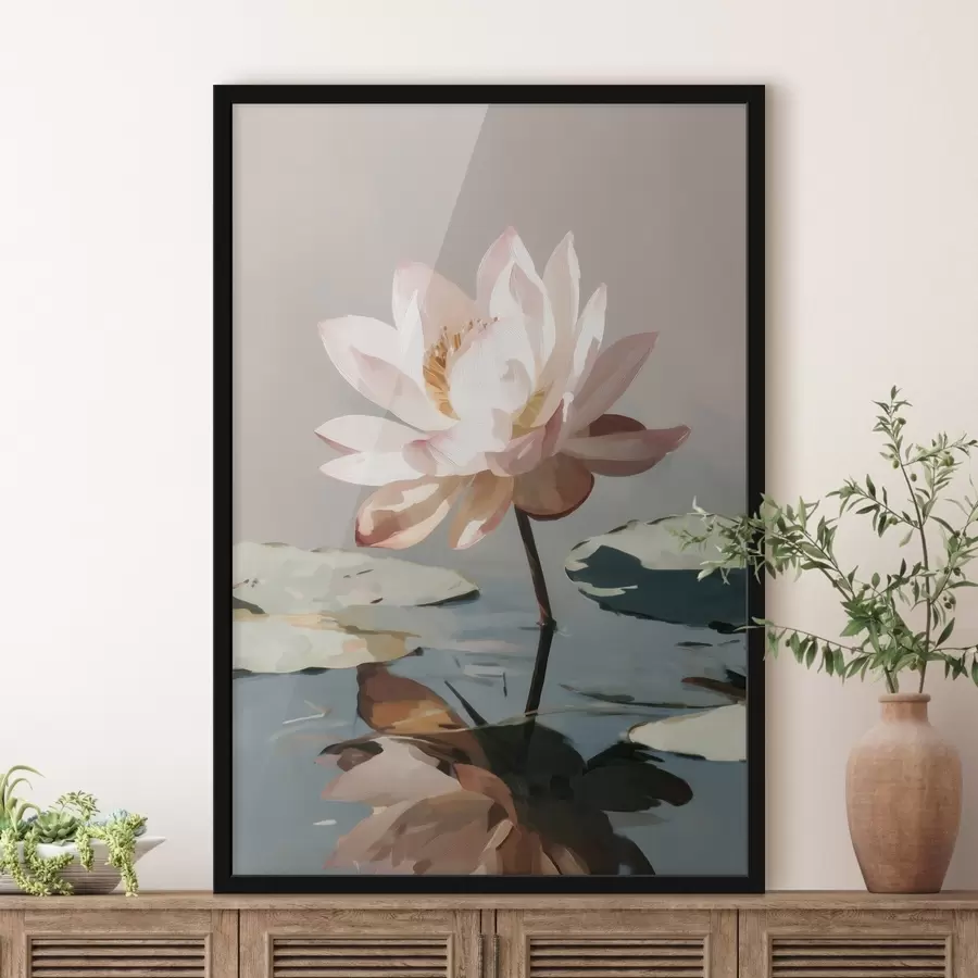 Papier peint Lotus blanc sur fond pastel dans un style peinture à l'huile f47093