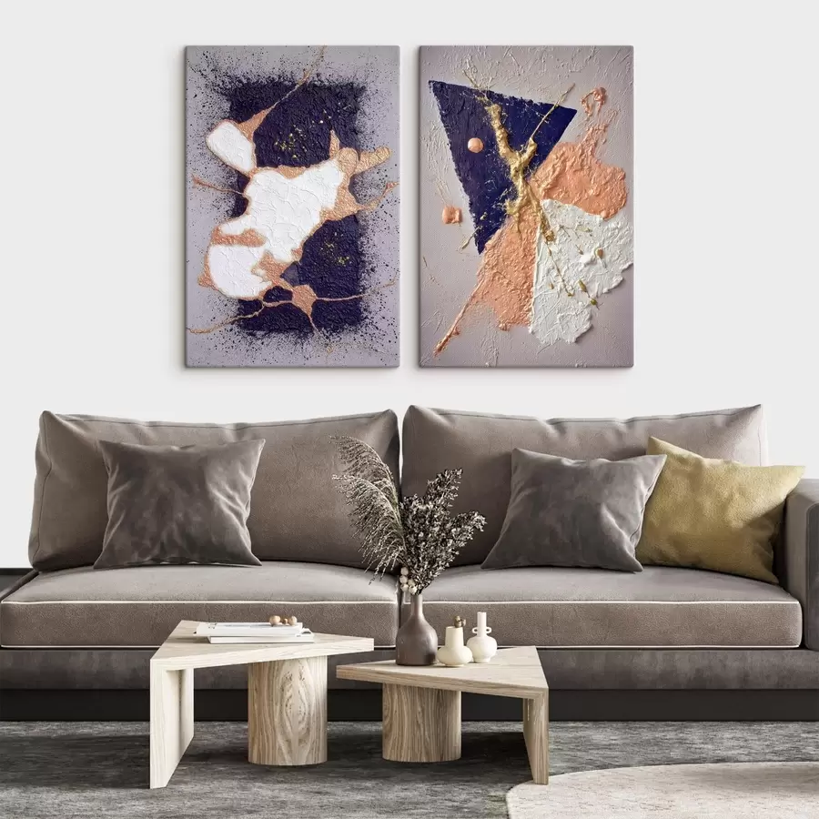 Tableau Peinture abstraite dans une palette sombre avec des accents jaune vif m01095