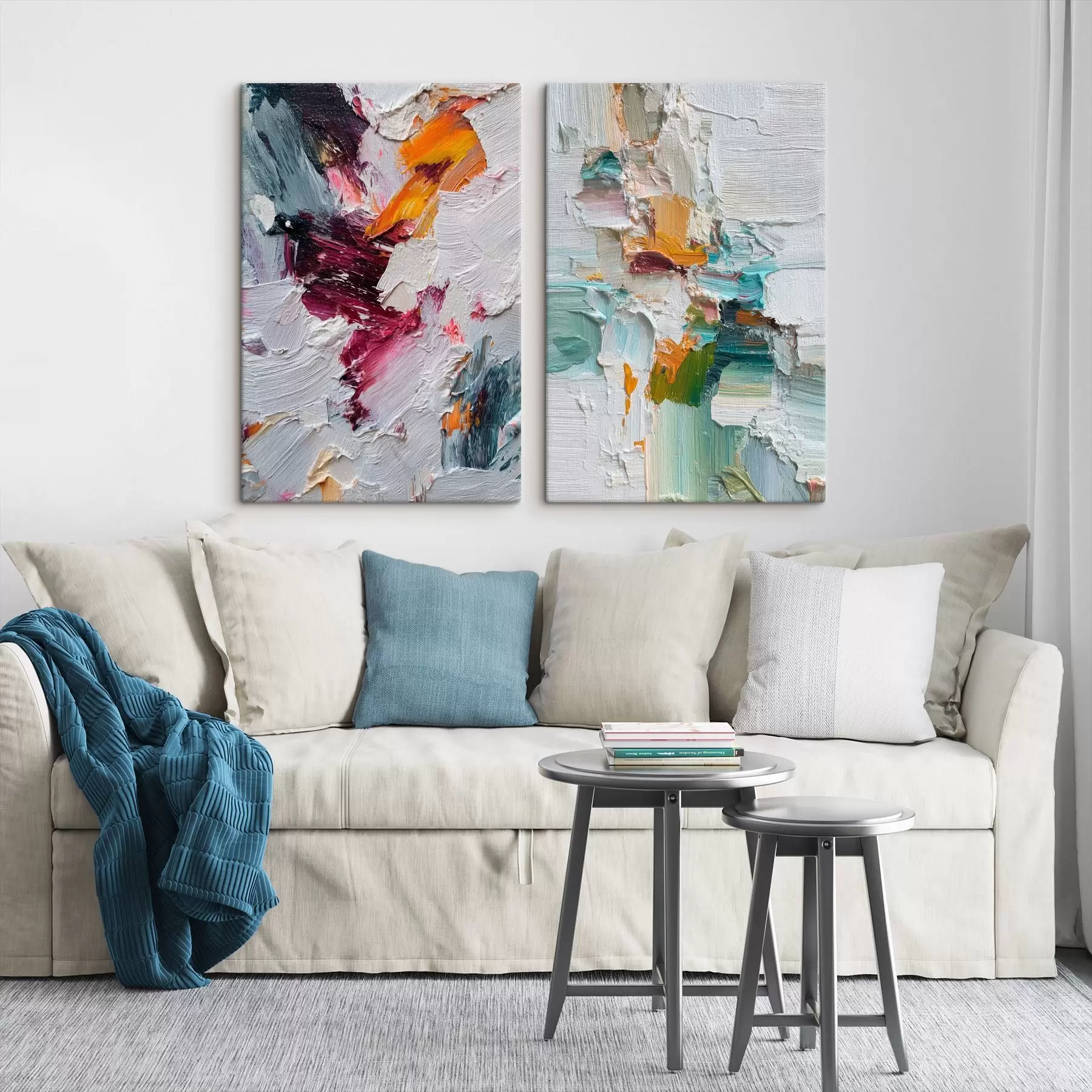 Tableau Abstrait coloré avec des coups de pinceau grossiers dans un style moderne m01098