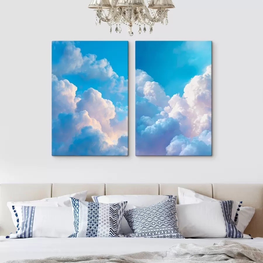 Tableau Composition décorative avec des nuages majestueux sur fond de ciel bleu m01101