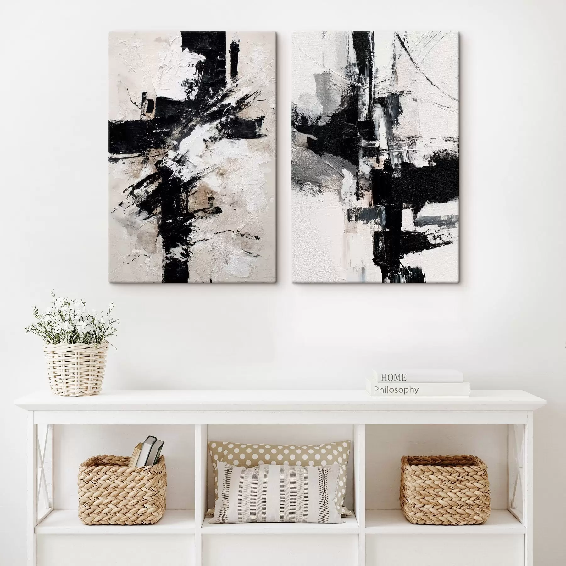 Tableau Composition minimaliste avec des accents dynamiques et une imitation de texture en relief m01151