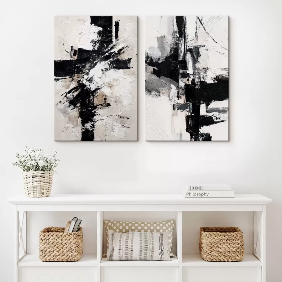 Tableau Composition minimaliste avec des accents dynamiques et une imitation de texture en relief m01151