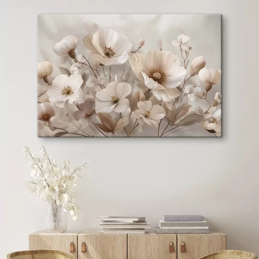 Tableau Grandes fleurs sur fond clair s47645