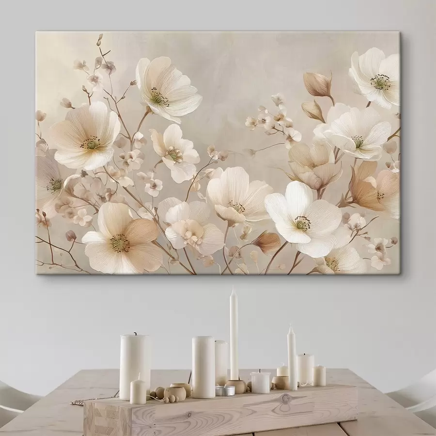 Tableau Grandes fleurs sur fond clair s47650