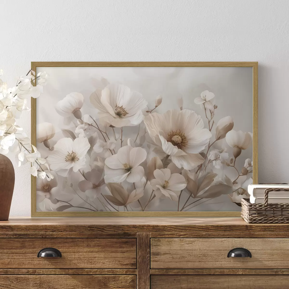 Poster Grandes fleurs sur fond clair f47645