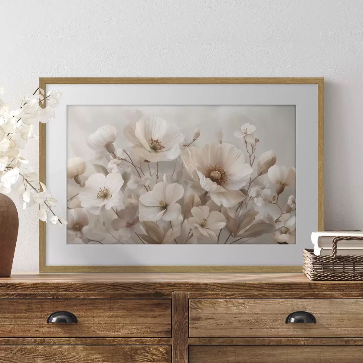 Poster Grandes fleurs sur fond clair f47645