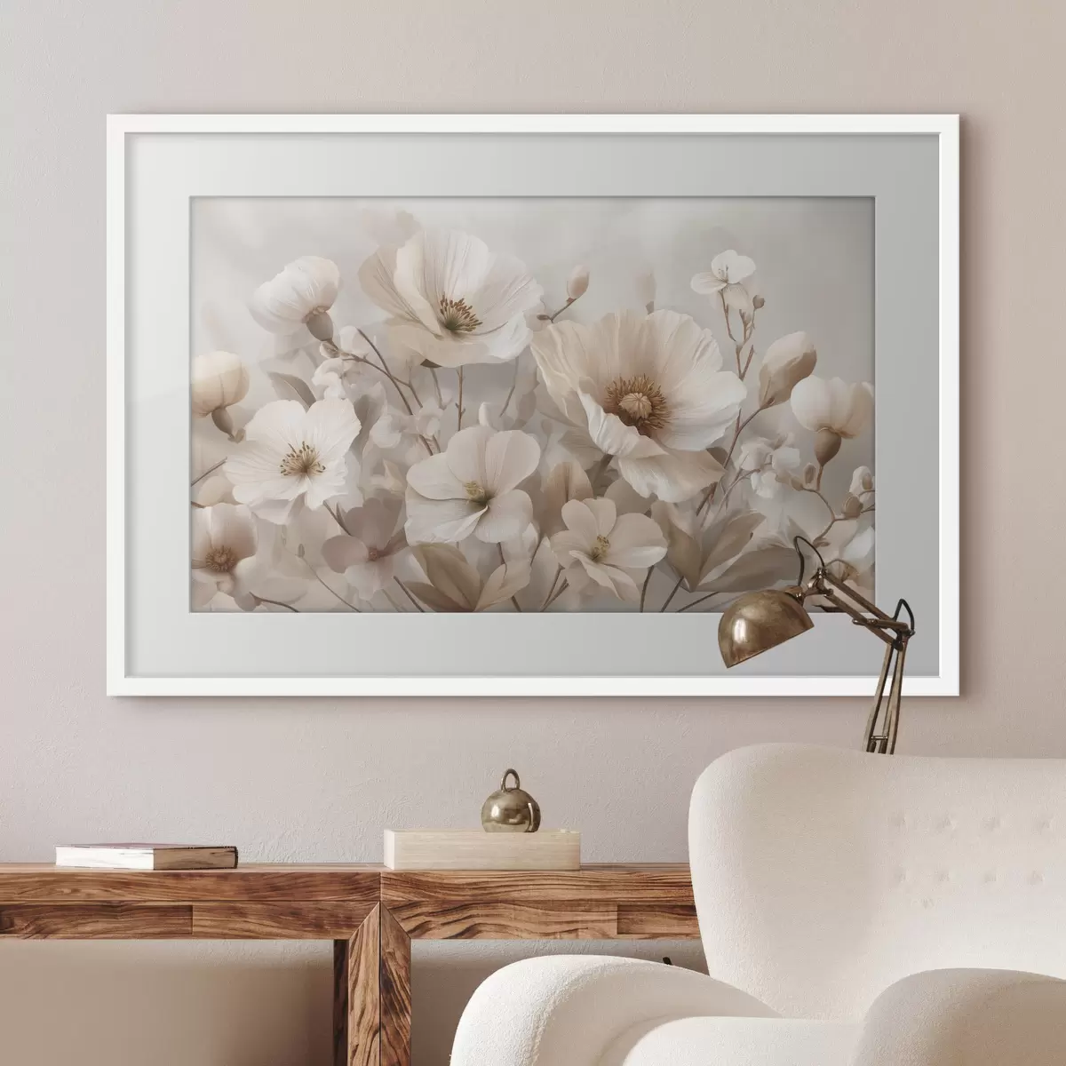 Poster Grandes fleurs sur fond clair f47645