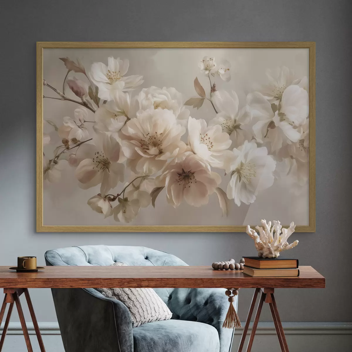 Poster Branche de fleurs crème f47646