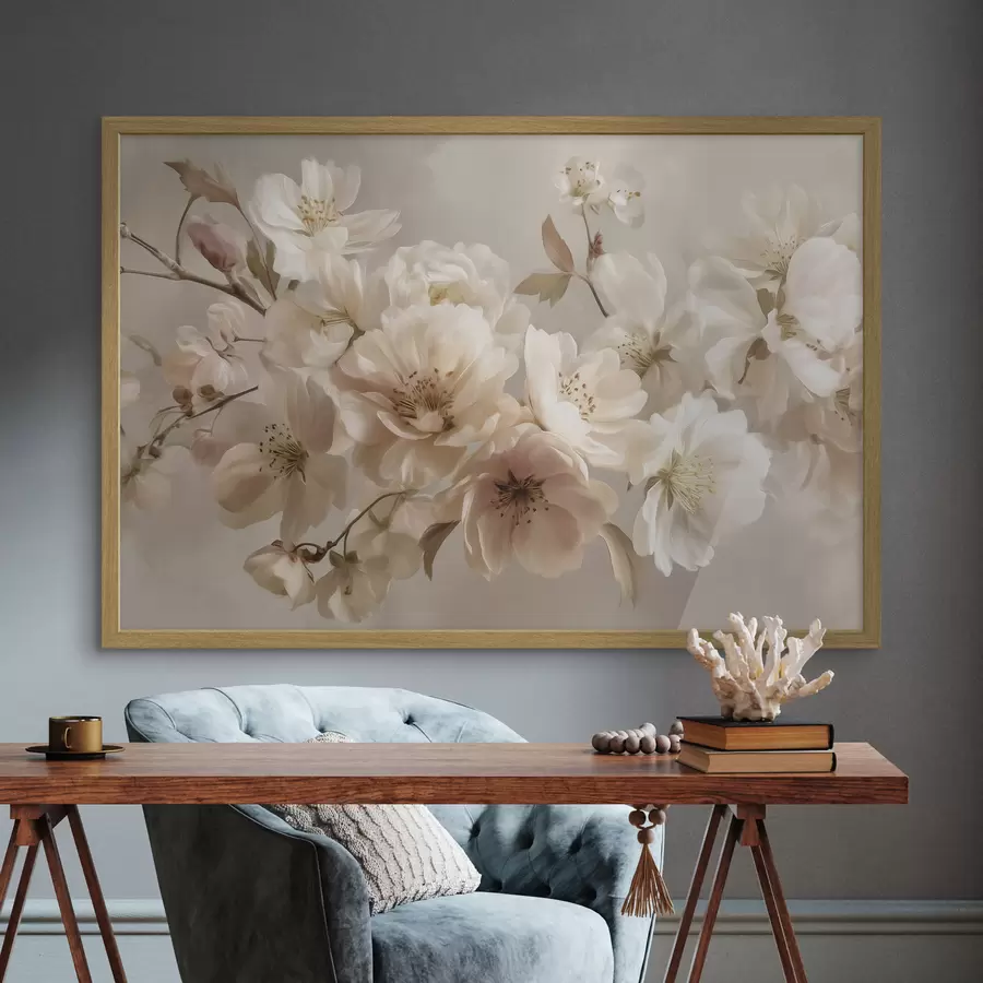 Papier peint Branche de fleurs crème f47646