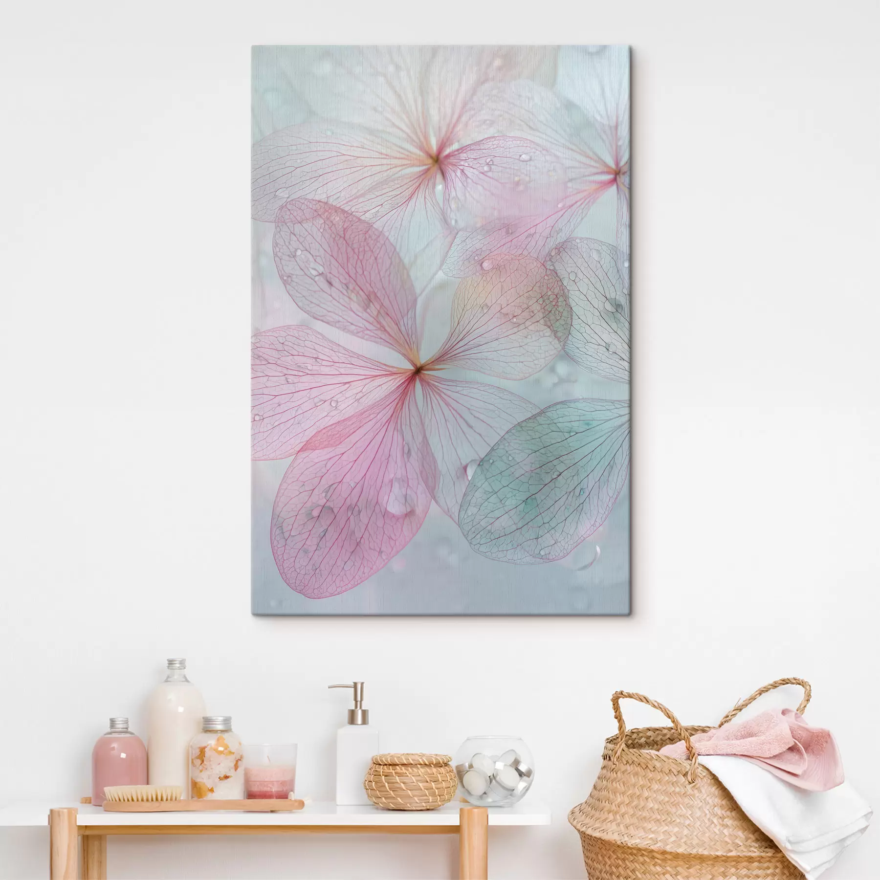 Tableau fleurs avec des veines sous l'eau s47693